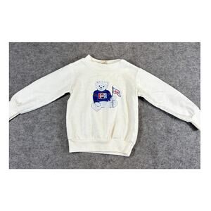 VINTAGE Pepsi Bear Rabbit Skins Sweatshirt Kids Size 2 White Graphic 80s Rare